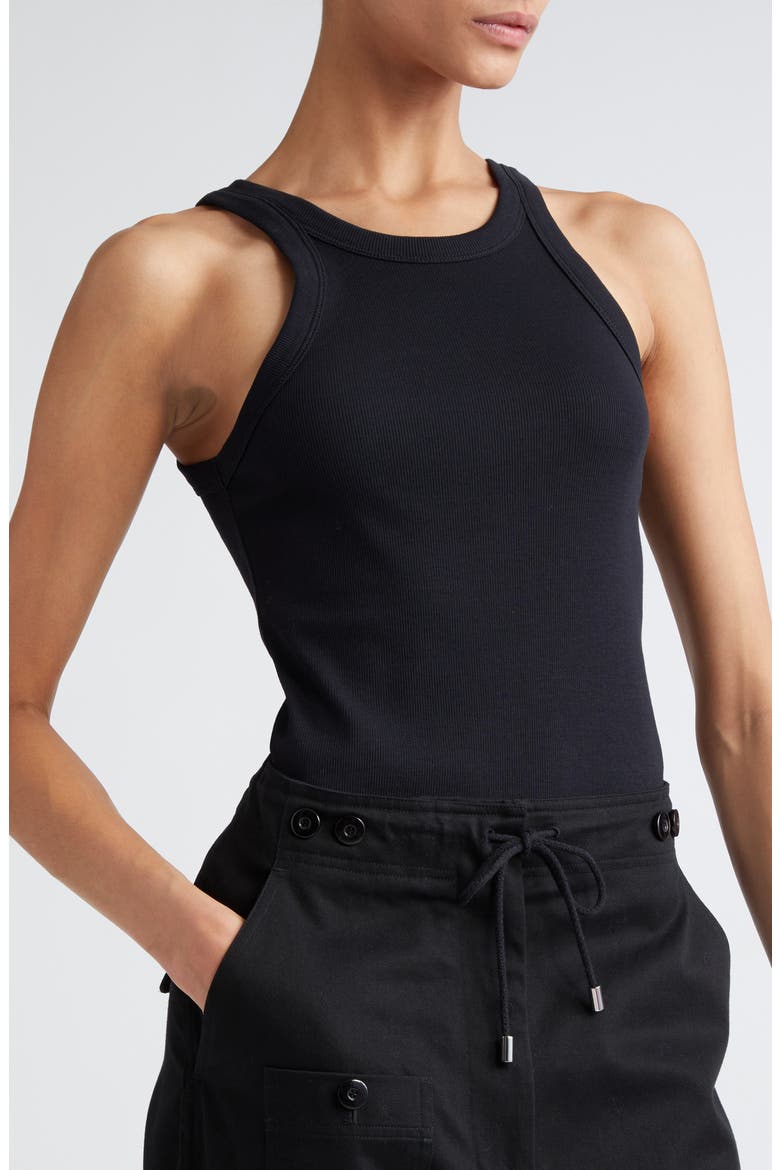 Totême Espera Rib Stretch Organic Cotton Tank, Alternate, color, BLACK