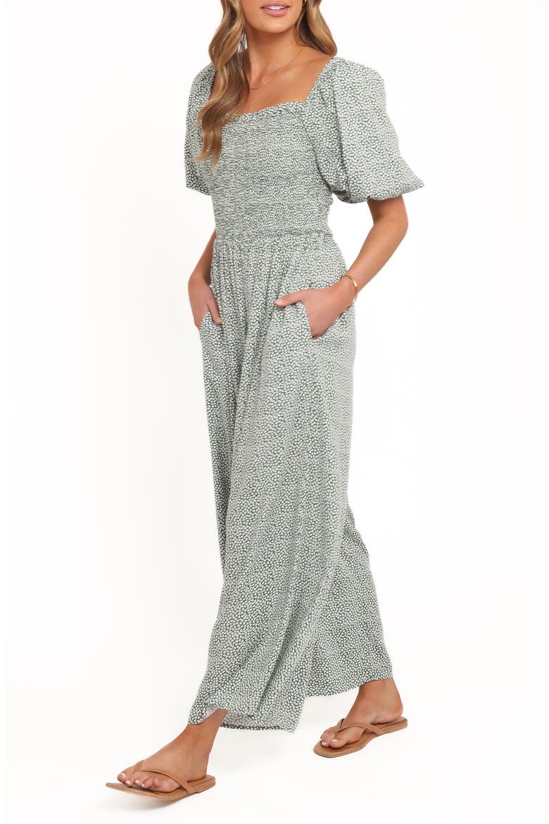 Bethany Smocked Wide Leg Jumpsuit, Alternate, color, GREEN