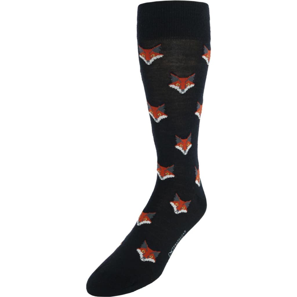 Trafalgar What Did The Fox Say Mid-calf Mercerized Cotton Novelty Socks