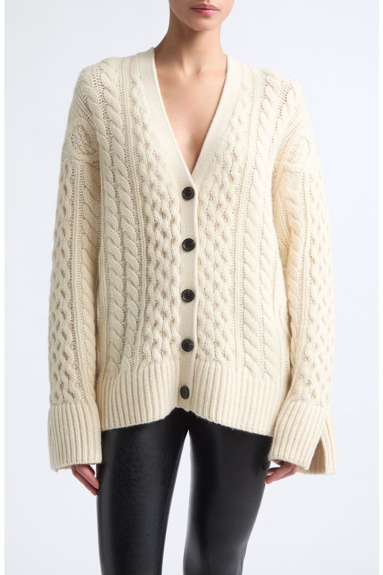 Tear Drop Aran Cardigan, Main, color, PEARL