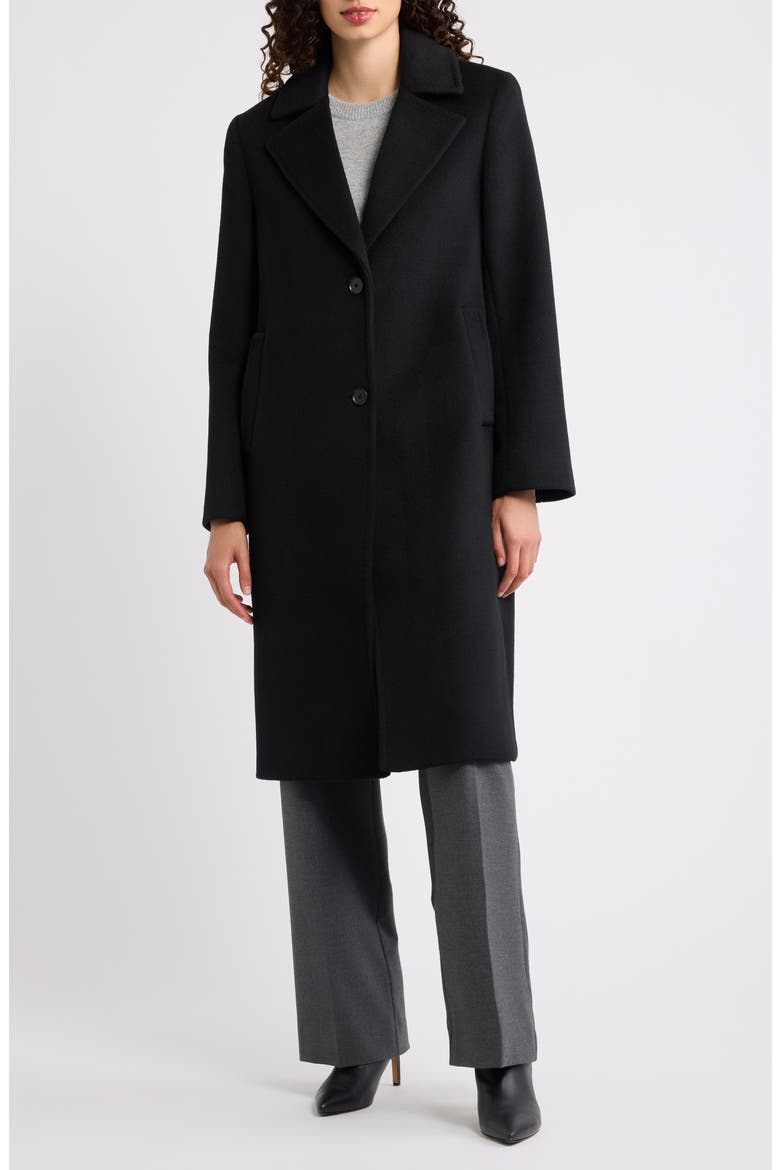 Wool & Cashmere Blend Reefer Coat, Alternate, color, BLACK