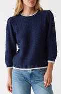 Michael Stars Leonora Tipped Puff Sleeve Cotton Blend Sweater