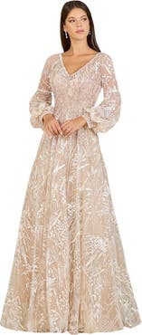 LARA New York V Neckline Long Sleeve Gown