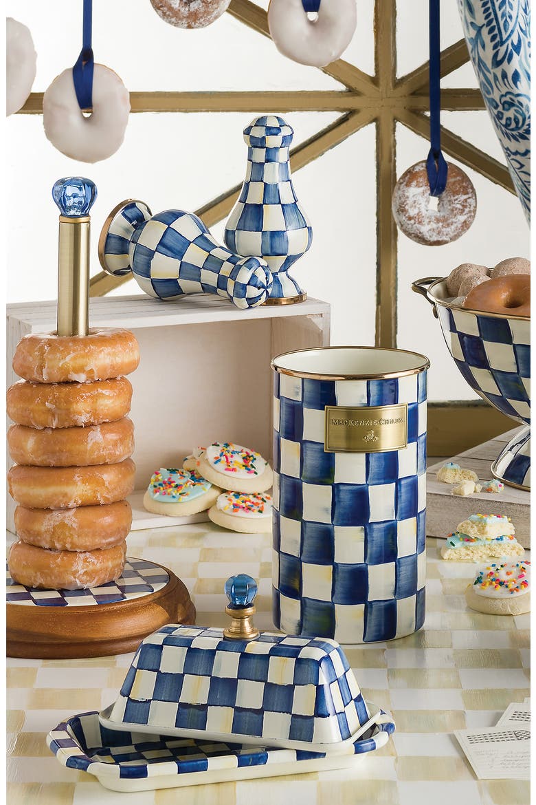 Royal Check Enameled Steel Butter Box, Alternate, color, BLUE/ WHITE