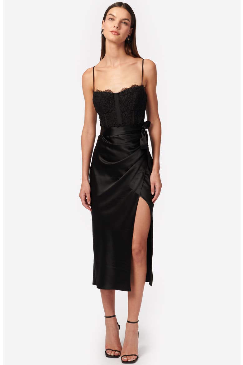 Tricia Lace & Satin Slipdress, Alternate, color, BLACK