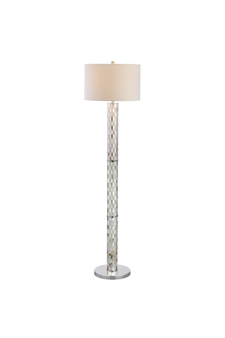 Liam Seashell Mosaic LED Floor Lamp, Alternate, color, Cream/Chrome