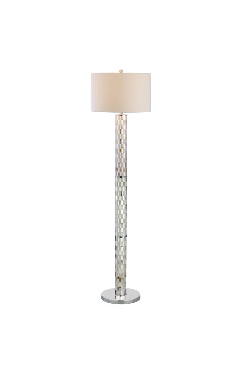 JONATHAN Y Liam Seashell Mosaic LED Floor Lamp, Alternate, color, Cream/Chrome