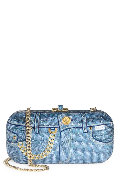 Slide Jeans Crystal Embellished Clutch