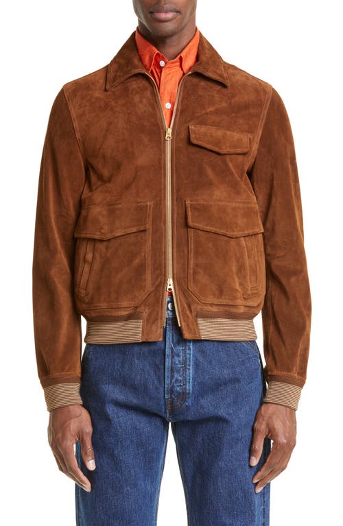 Drake's A2 Suede Bomber Jacket in Brown 300  product