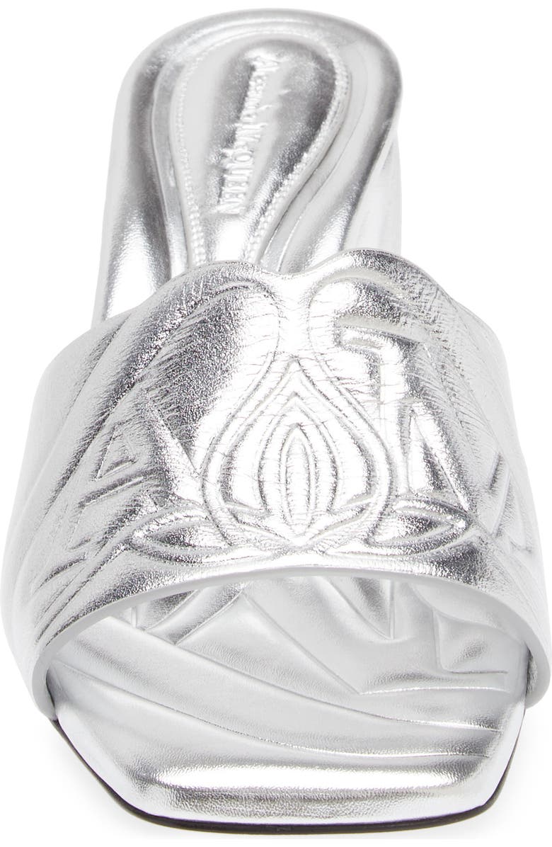 McQueen Seal Slide Sandal, Alternate, color, Silver