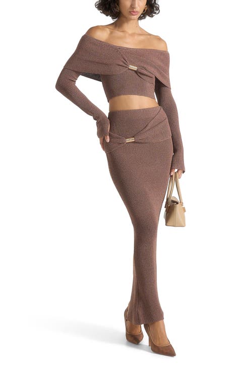 Shana Asymmetric Bardot Top With Hardware Detail