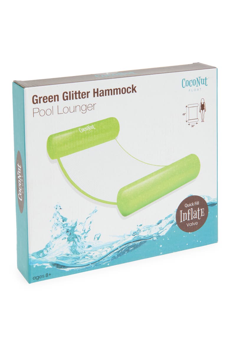 Green Glitter Hammock Pool Float, Main, color, GREEN