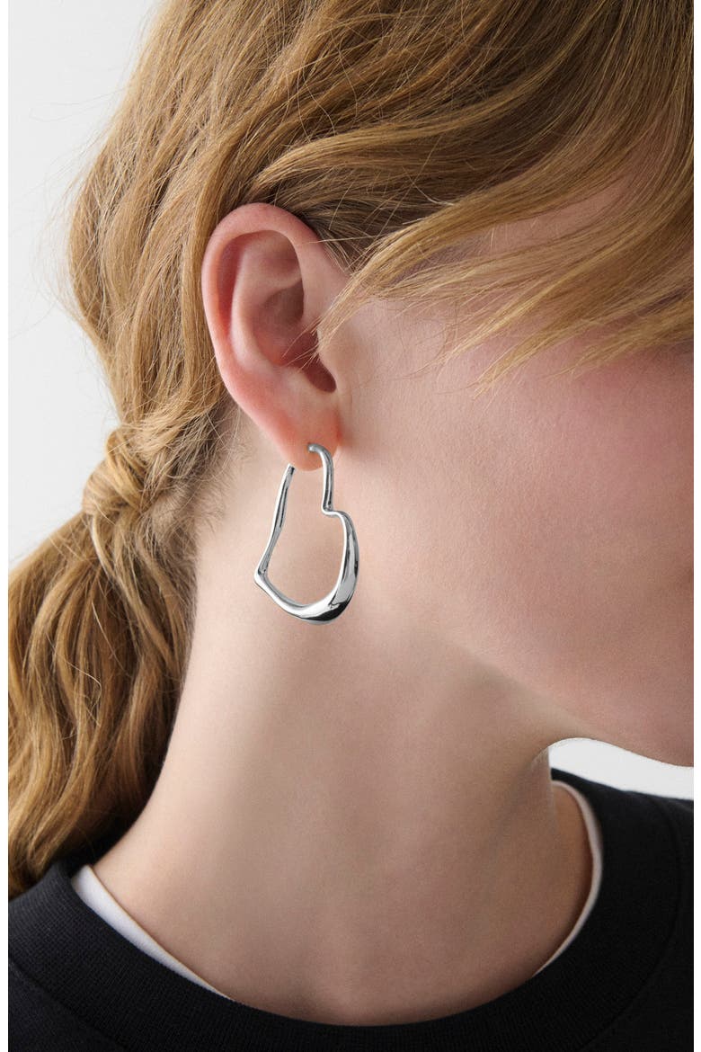 heart hoop earrings, Alternate, color, SILVER
