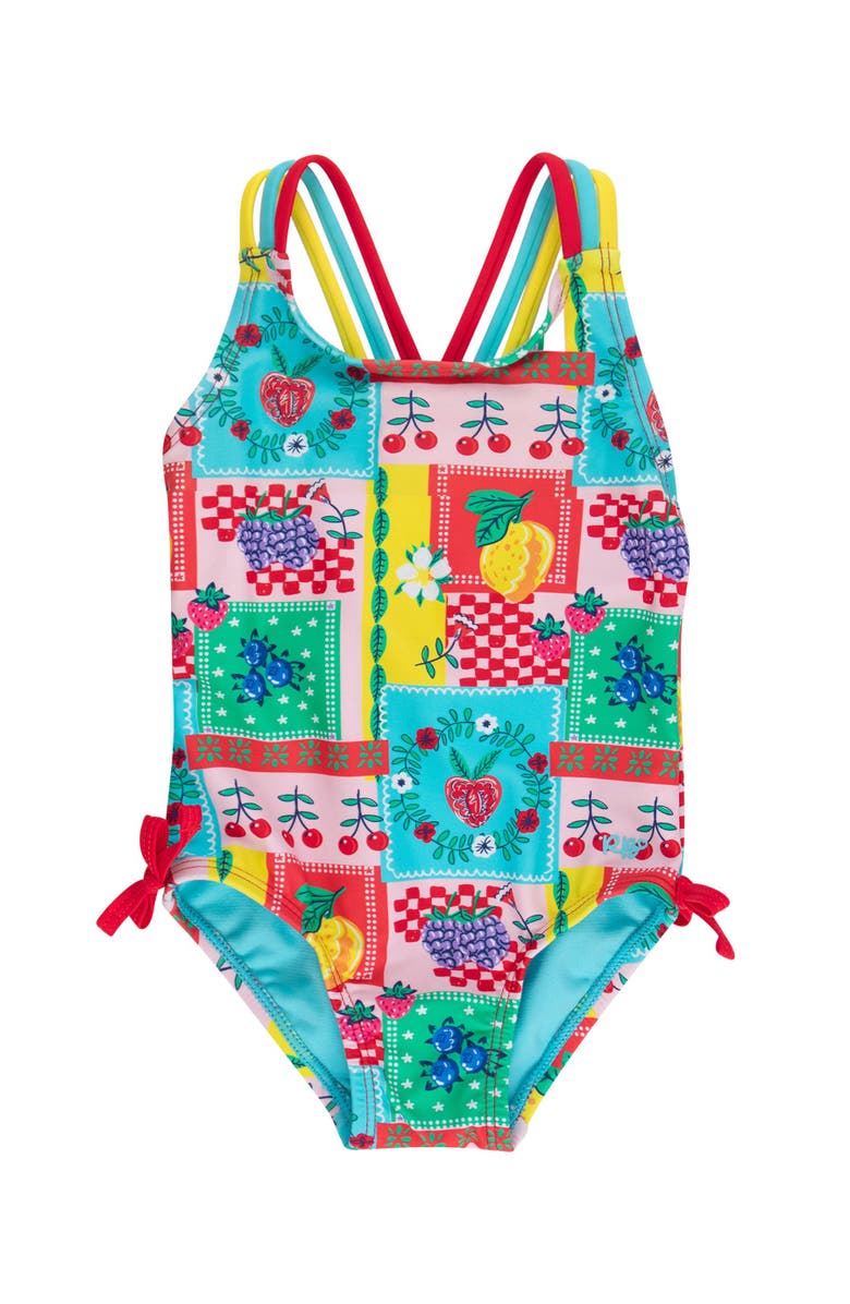 RuffleButts Girls UPF50+ Sun Protected Cross-Back One Piece, Main, color, Picnic Party