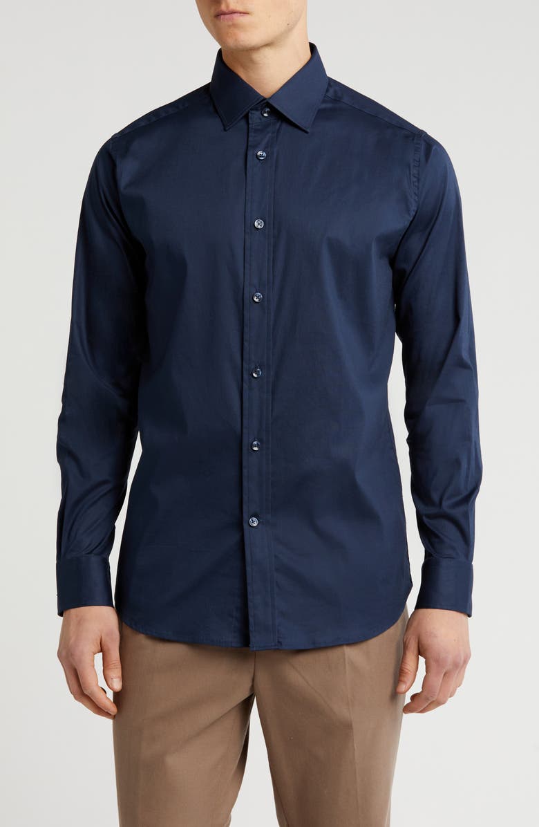 Scotch & Soda Modern Fit Stretch Cotton Dress Shirt, Main, color, Navy