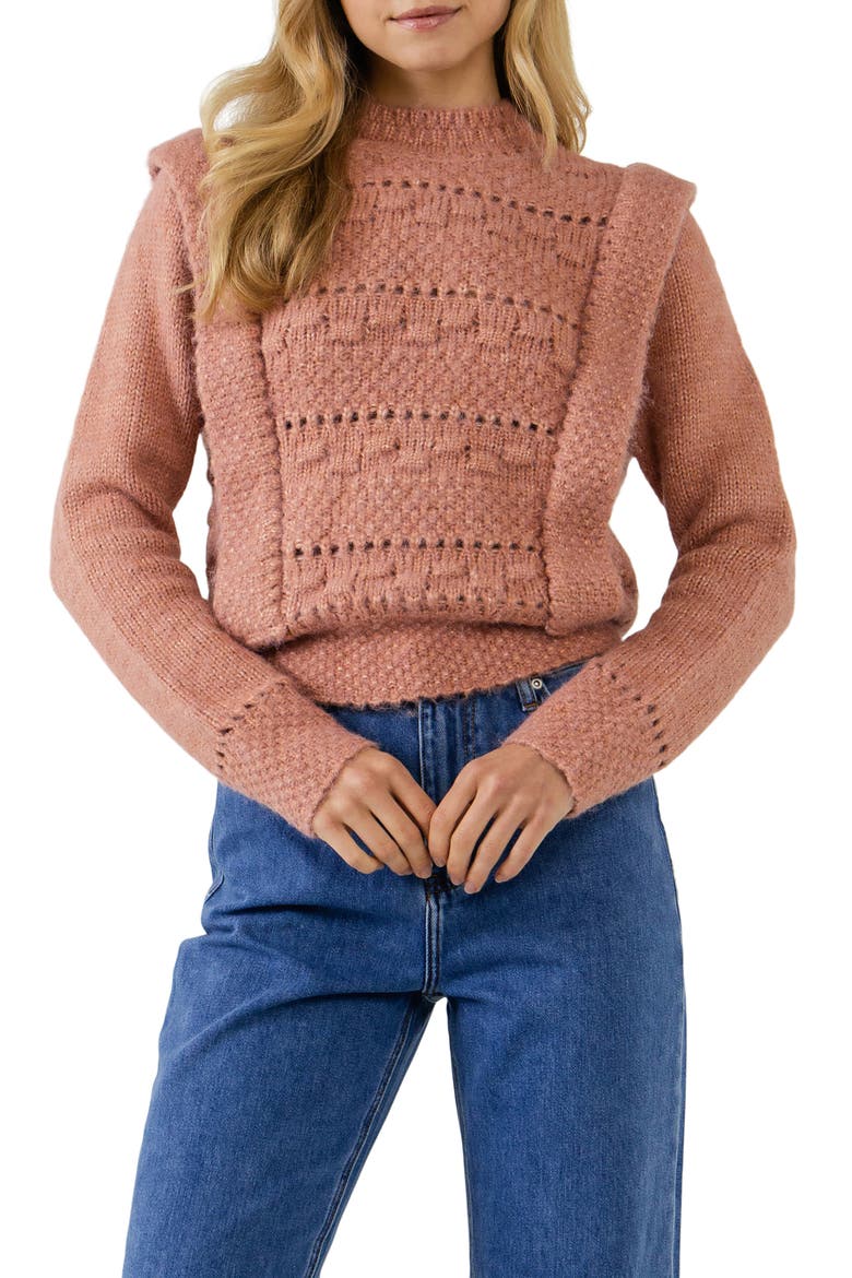 Chunky Knit Sweater, Alternate, color, DUSTY ROSE