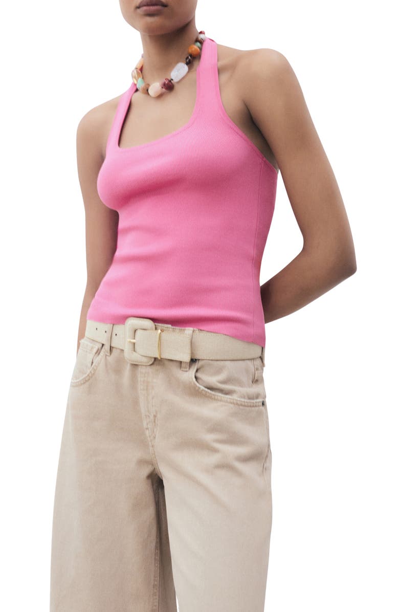 MANGO Knit Halter Tank, Main, color, Pink