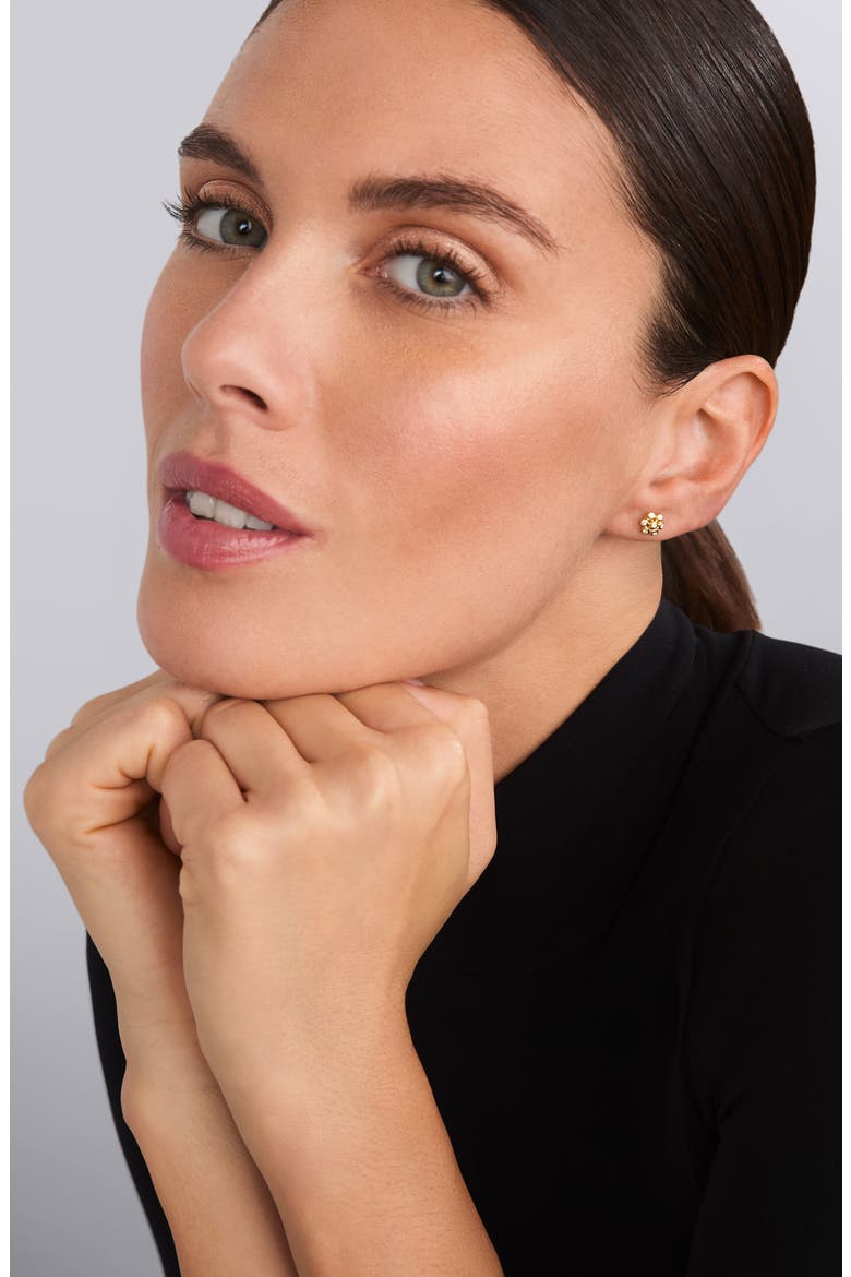 KSL Diamond Flower Stud Earrings, Alternate, color, GOLD DIAMOND