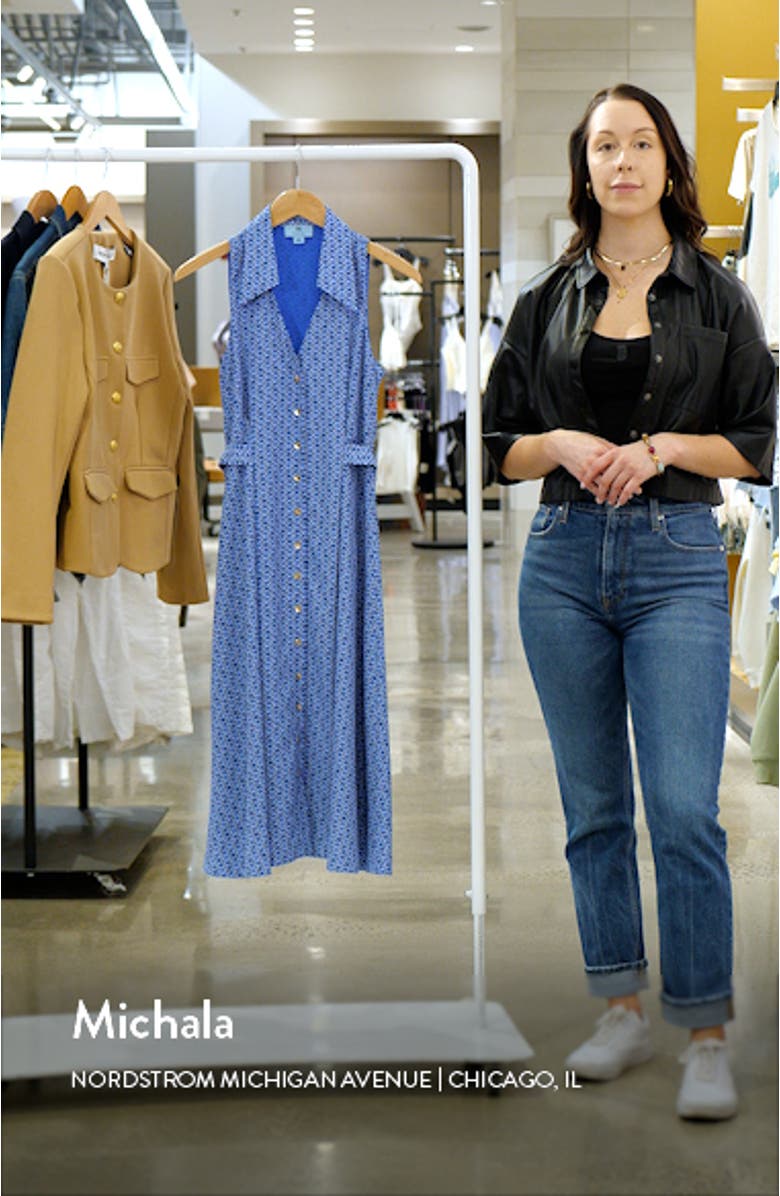 Print Sleeveless Midi Shirtdress, sales video thumbnail