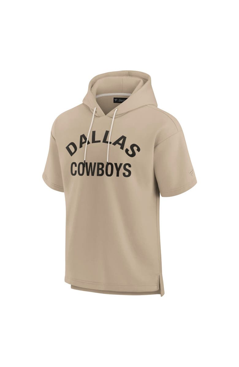 Fanatics Signature Unisex Fanatics Signature Khaki Dallas Cowboys Elements Super Soft Fleece Short Sleeve Pullover Hoodie, Alternate, color, Khaki