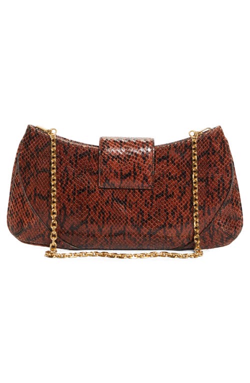 Jimmy Choo Bar Slim Snakeskin Embossed Leather Clutch