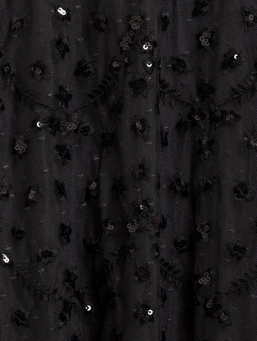 Needle & Thread Embroidered-flowers Maxi Dress In Gray