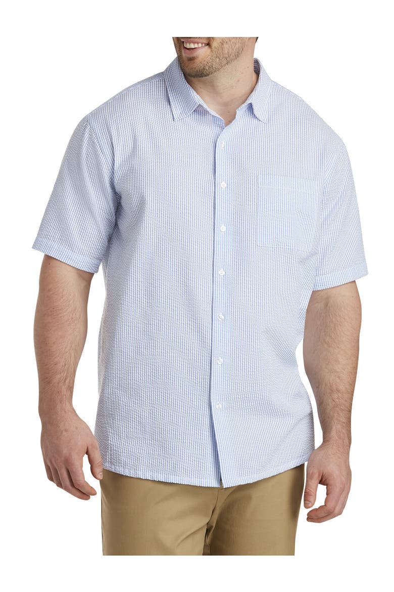 Big & Tall Seersucker Stripe Sport Shirt, Main, color, ULTRAMARINE