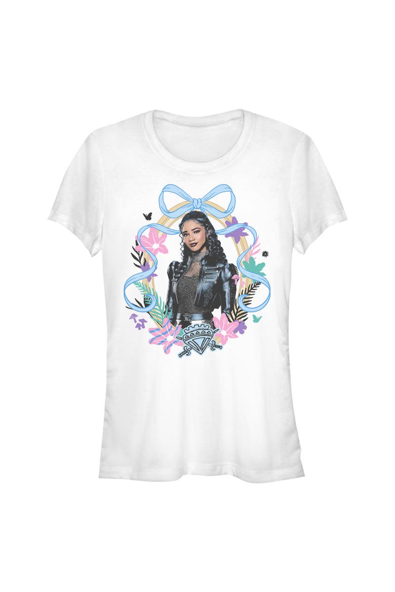 Junior's Descendants Wicked Wonderland Chloe Bow Portrait  Graphic T-Shirt, Main, color, White