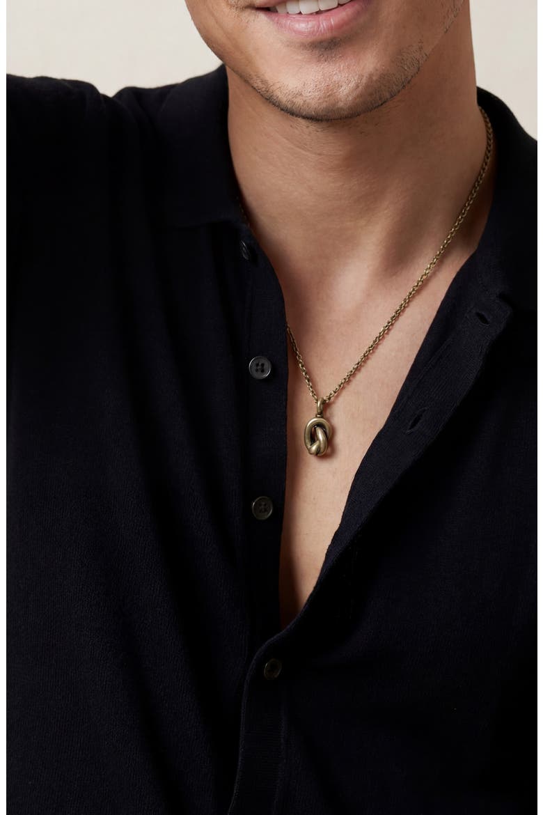 Men's Knotted Pendant Necklace, Alternate, color, BRASS