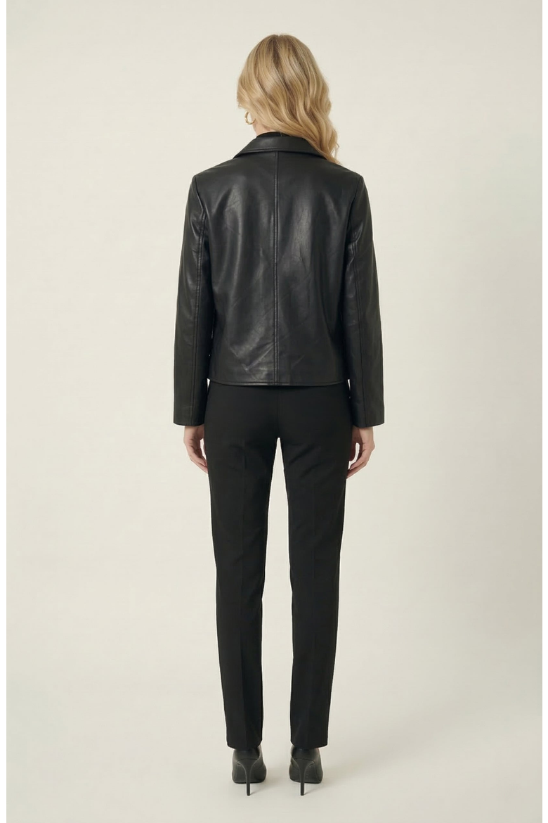 Leather Button Front Jacket, Alternate, color, Black