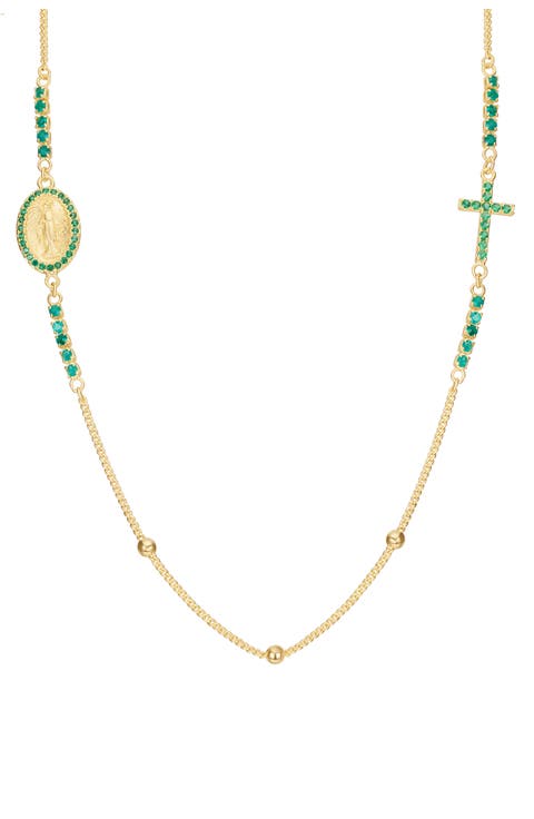 Virgin Mary & Cross Cubic Zirconia Necklace