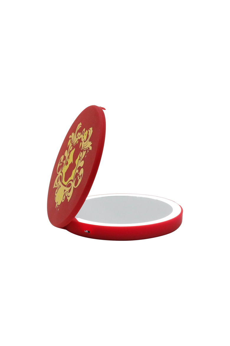 Snow White Compact Mirror with Wireless Power Bank Base, Alternate, color, Red