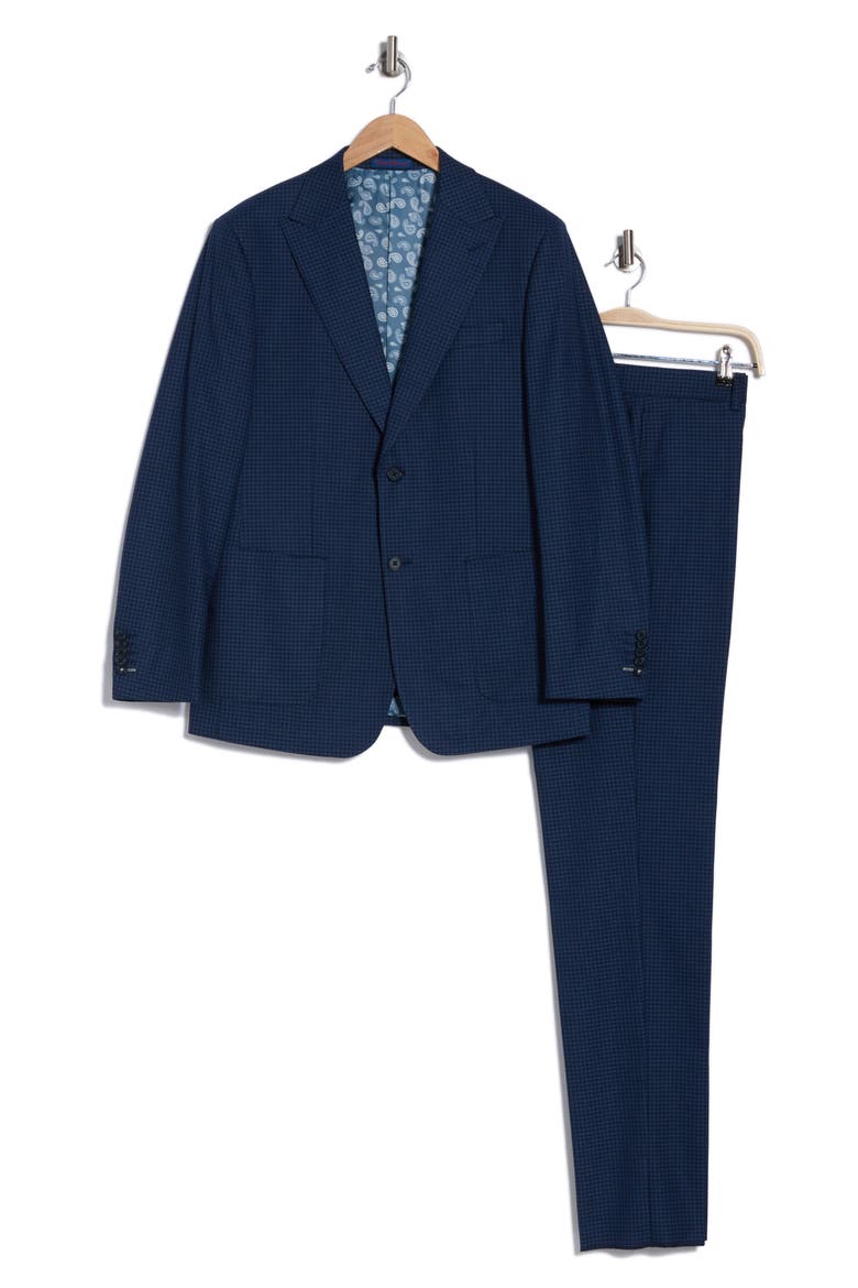 Peaked Lapel Wool Blend Two-Piece Suit, Alternate, color, NAVY