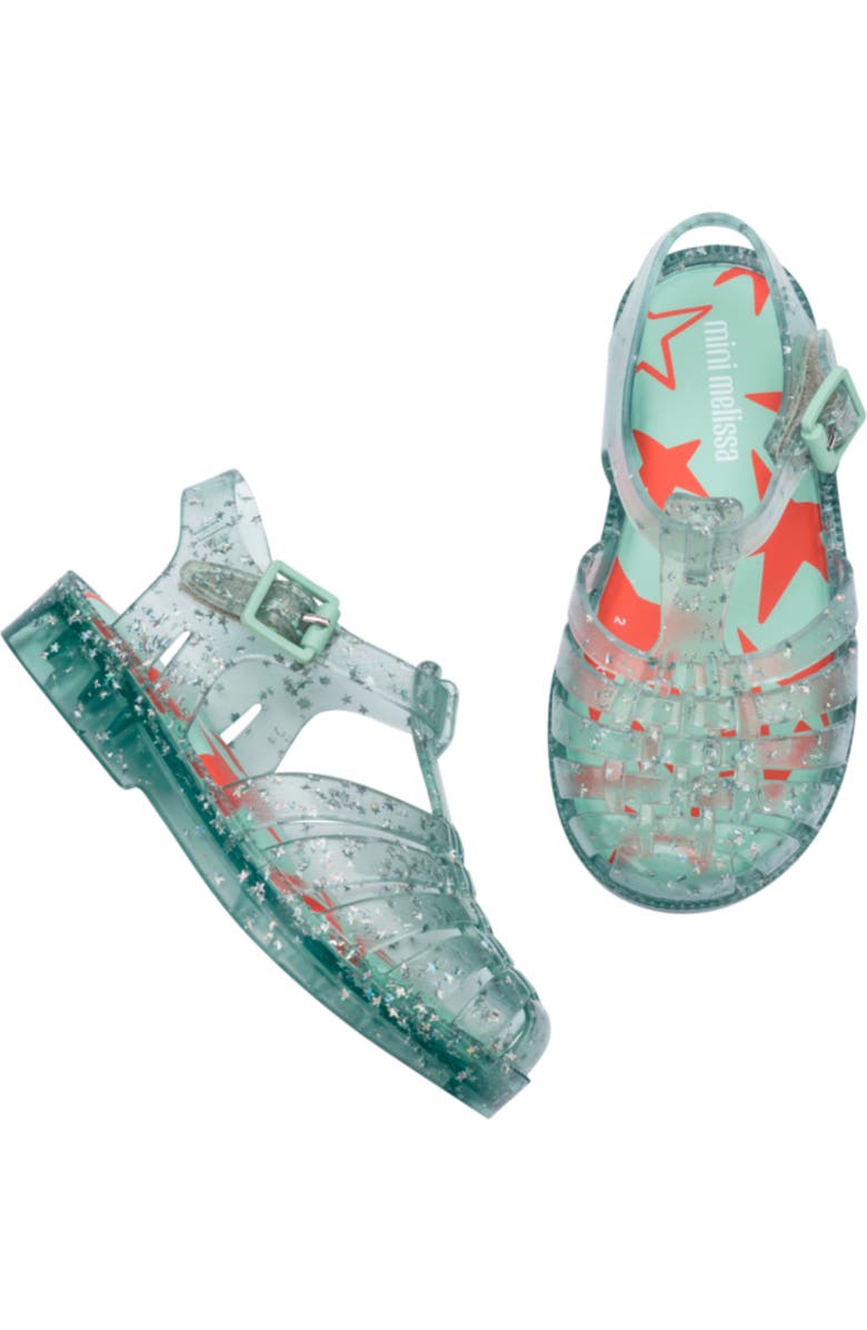 Mini Melissa Kids' Possession Metallic Jelly Sandal, Alternate, color, Glitter Green