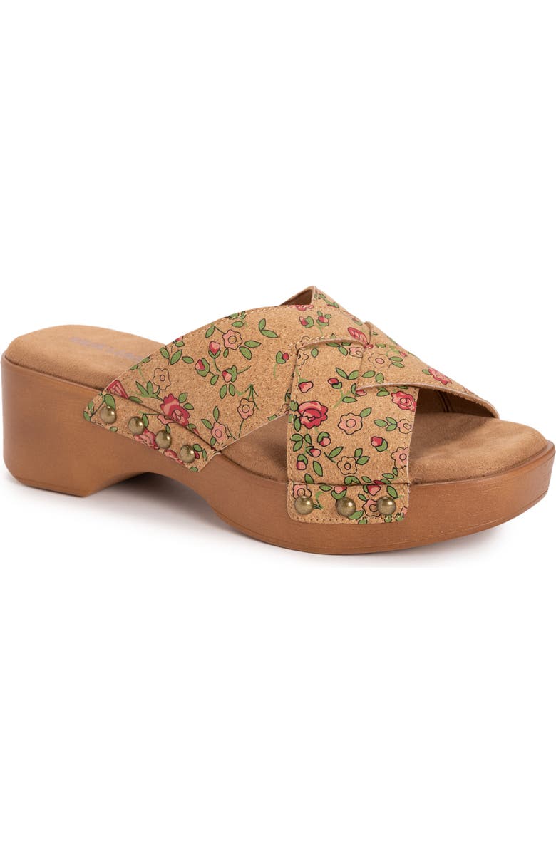 MUK LUKS Cadence Wedge Sandal, Main, color, Natural Floral