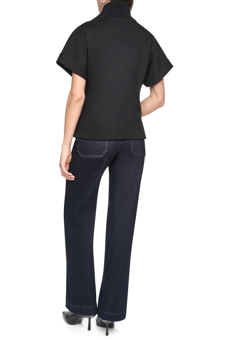 Soho Half Zip Ponte Pullover, Alternate, color, BLACK