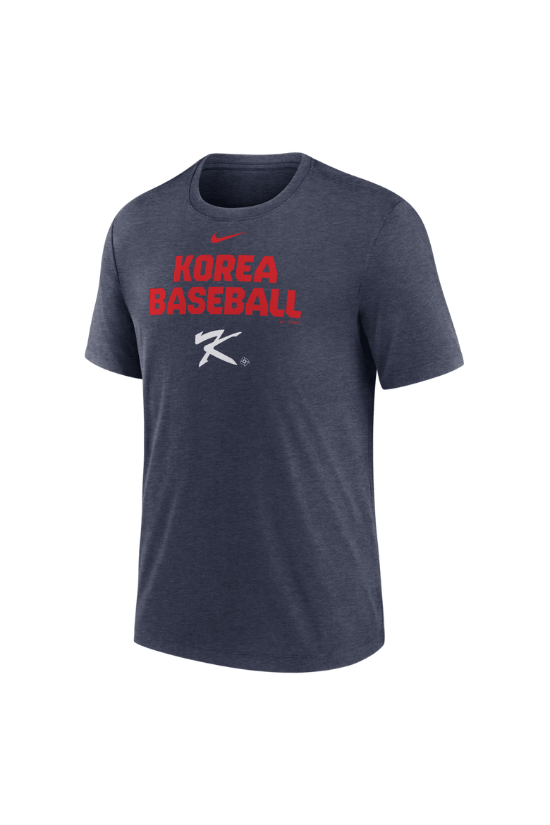 Men's Nike Heather Navy Korea Baseball 2026 World Baseball Classic Stacked Tri-Blend T-Shirt, Alternate, color, Heather Navy