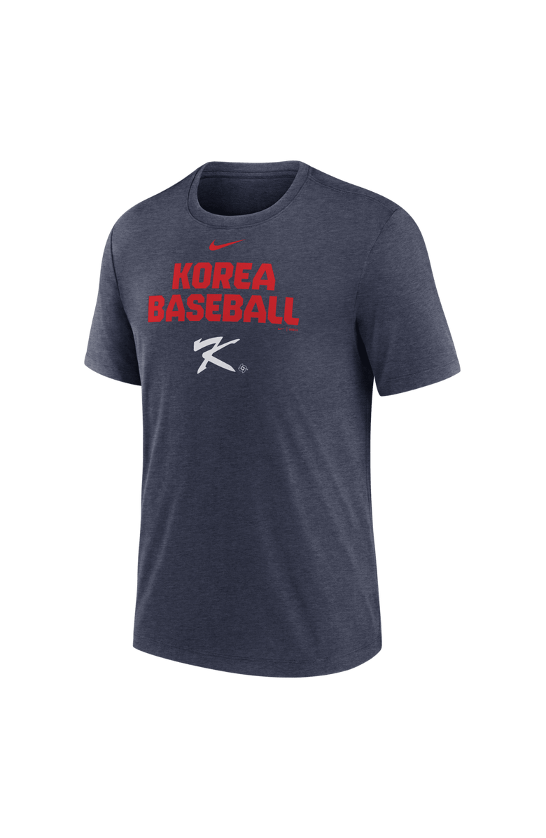 Nike Men's Nike Heather Navy Korea Baseball 2026 World Baseball Classic Stacked Tri-Blend T-Shirt, Alternate, color, Heather Navy