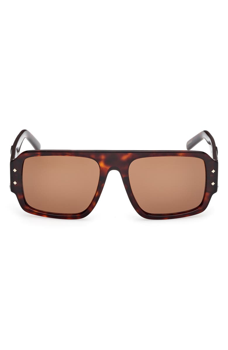 MCM 55mm Polarized Navigator Sunglasses, Main, color, Dark Havana / Brown