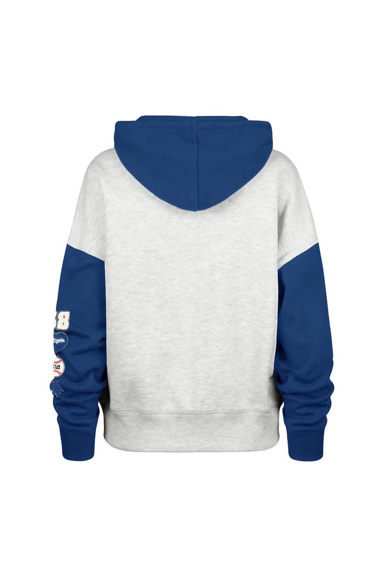 Women's '47 x Stoney Clover Lane Heather Gray/Royal Los Angeles Dodgers Color Block Full-Zip Hoodie, Alternate, color, Heather Gray