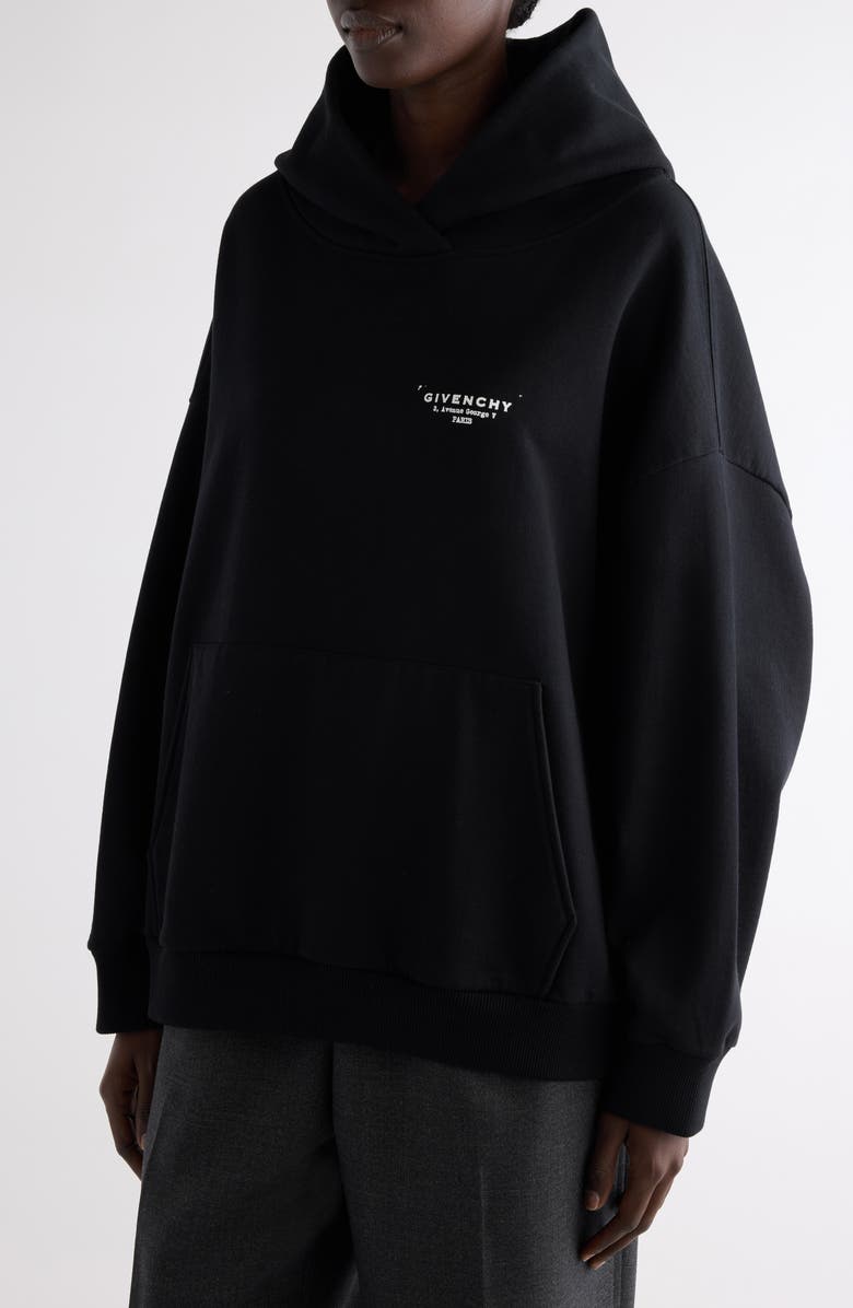 Givenchy Oversize Logo Graphic Hoodie, Alternate, color, Black