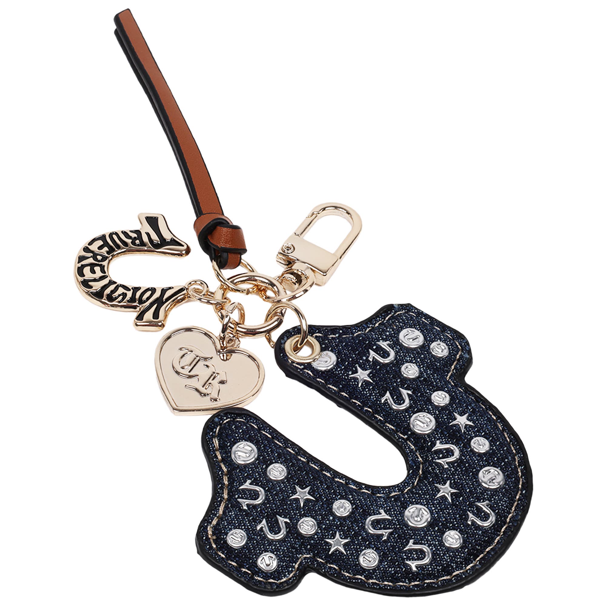 True Religion Denim Horseshoe Bag Charm, Alternate, color, Dark Denim