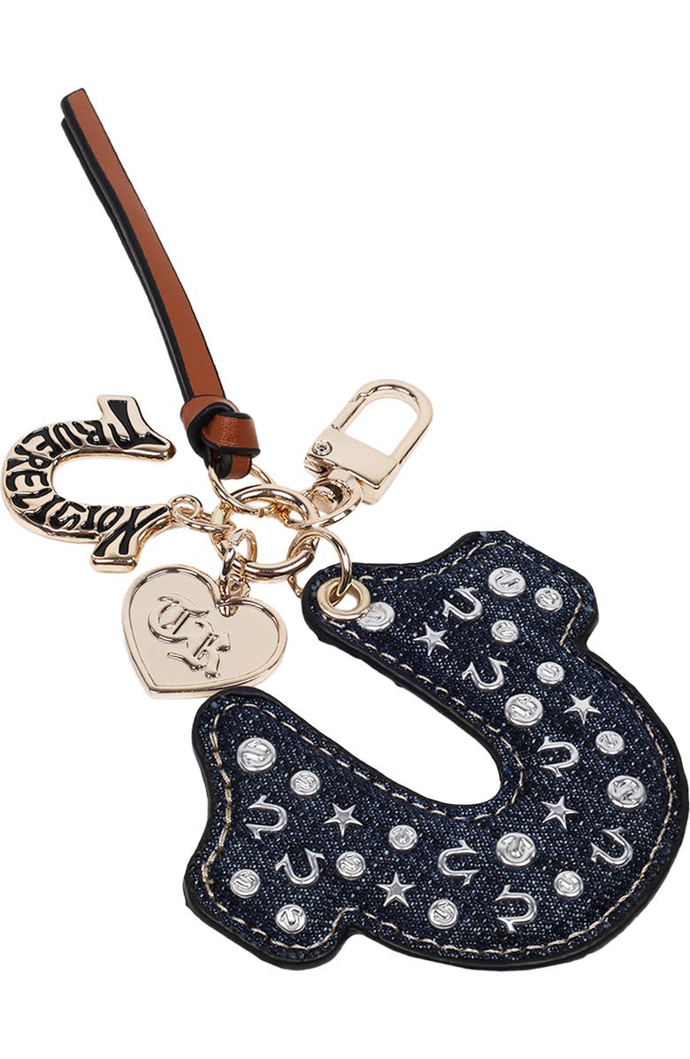 True Religion Denim Horseshoe Bag Charm, Alternate, color, Dark Denim
