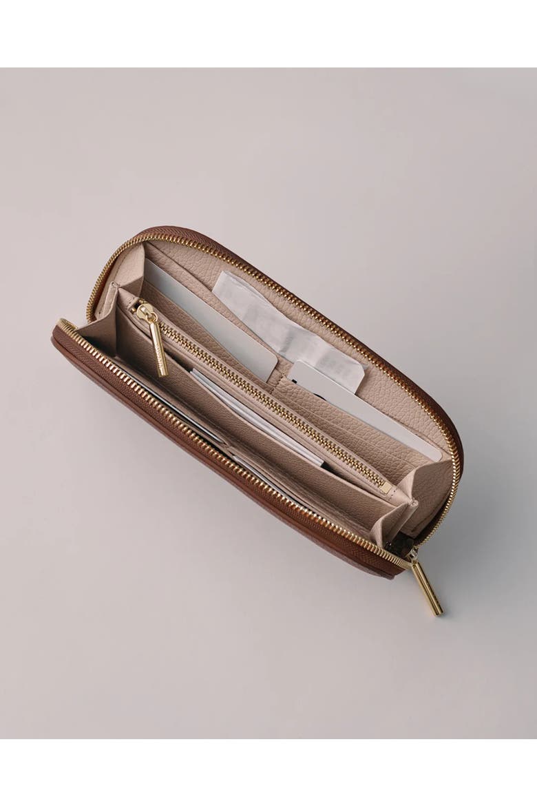 Curved Zip Wallet, Alternate, color, Dark Chestnut