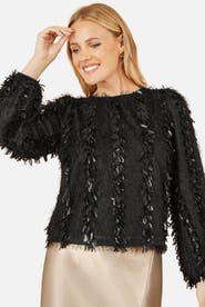 Yumi Hanging Sequin Long Sleeve Top