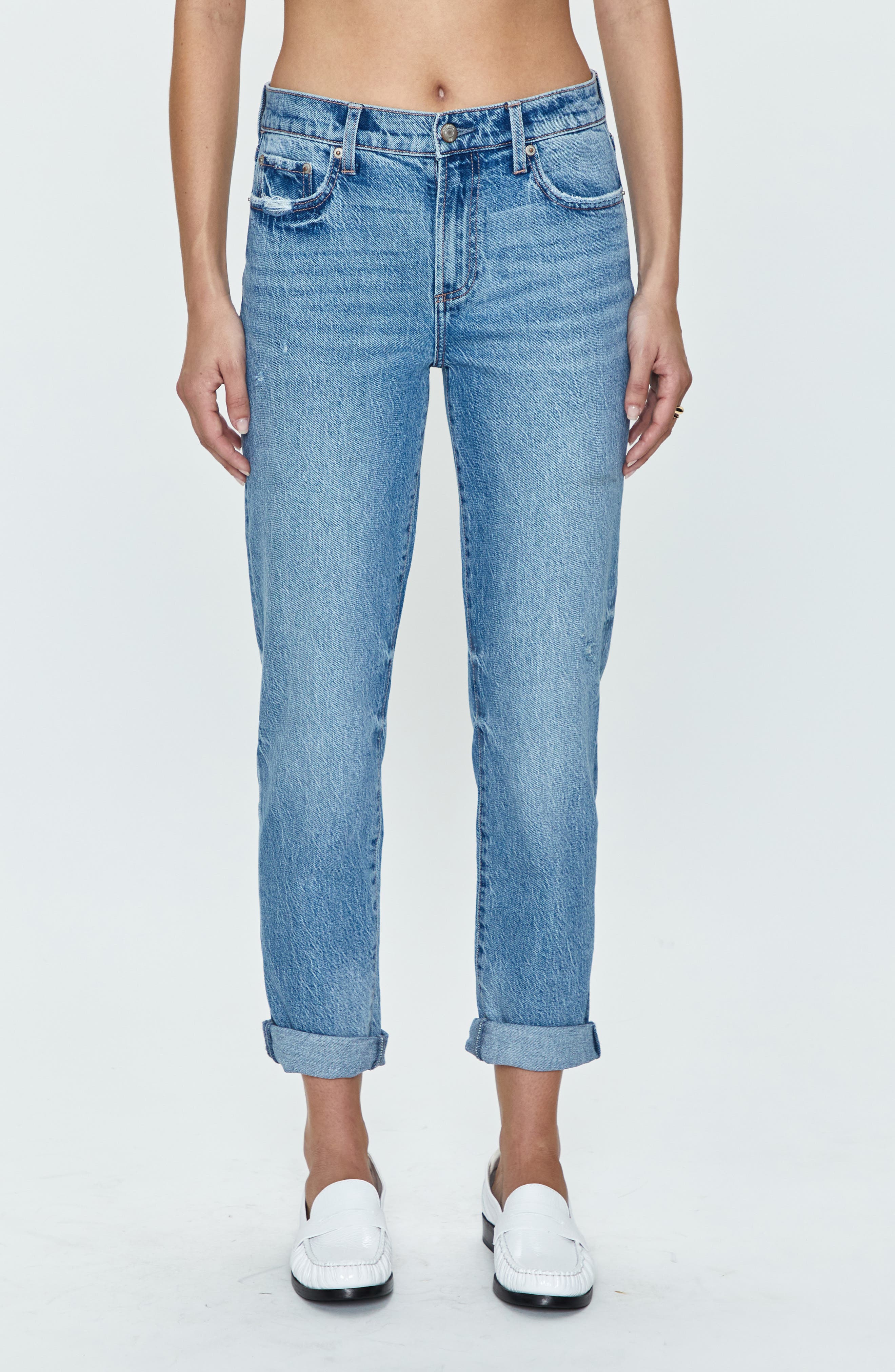 Pistola Riley Cuffed Ankle Straight Leg Jeans