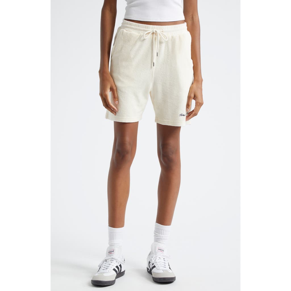 Sporty And Rich Womens Cream Eden Logo Text-embroidered Terry-cotton Shorts In Cream