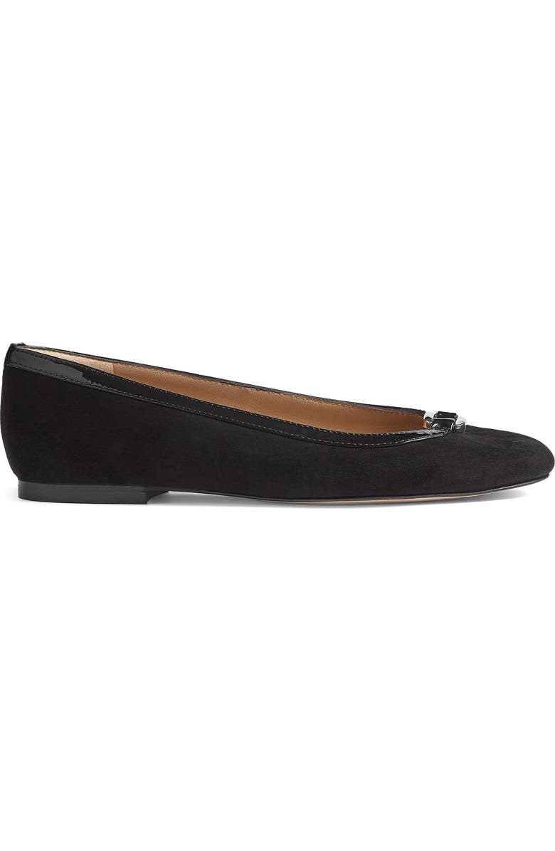 LK Bennett Dollie Round Toe Suede Ballet Flat, Alternate, color, Black