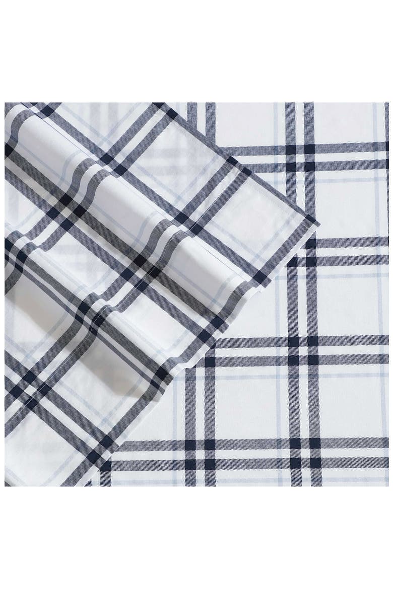 Ryan Cove Plaid 200-Thread Count Cotton Percale Sheet Set, Alternate, color, DARK BLUE