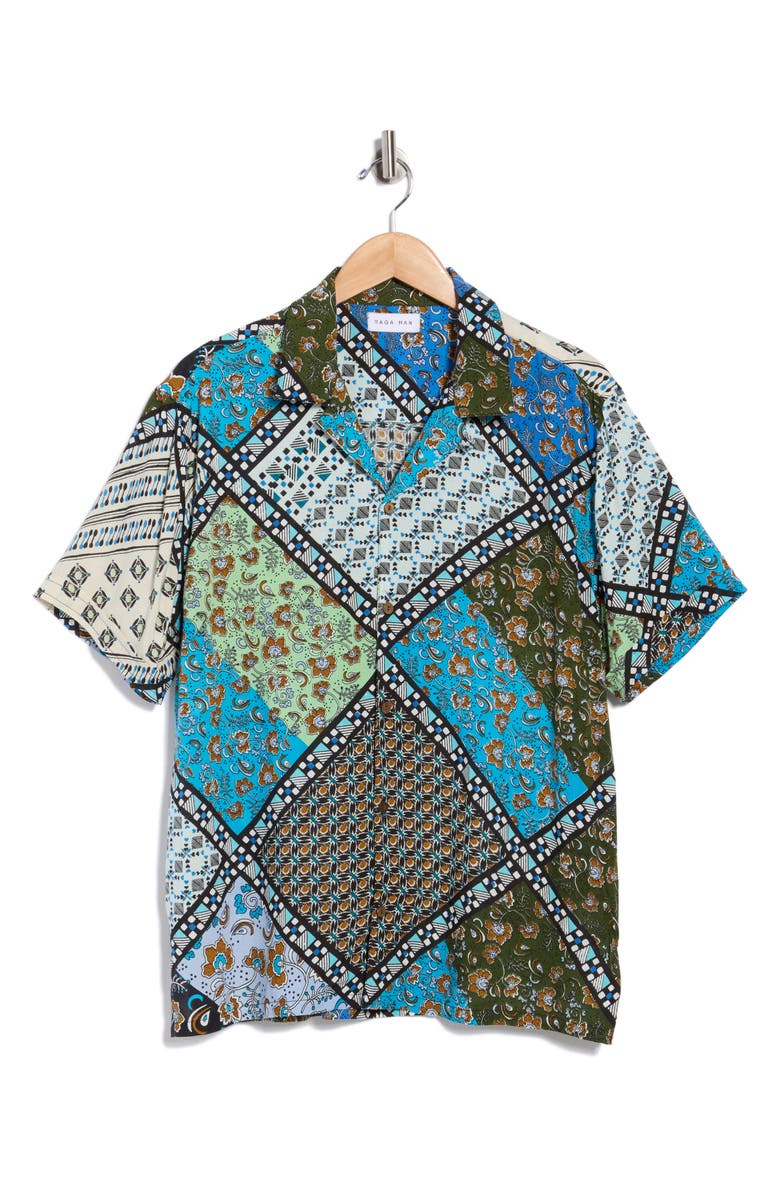 Raga Man Cala Print Short Sleeve Button-Up Shirt, Alternate, color, 
